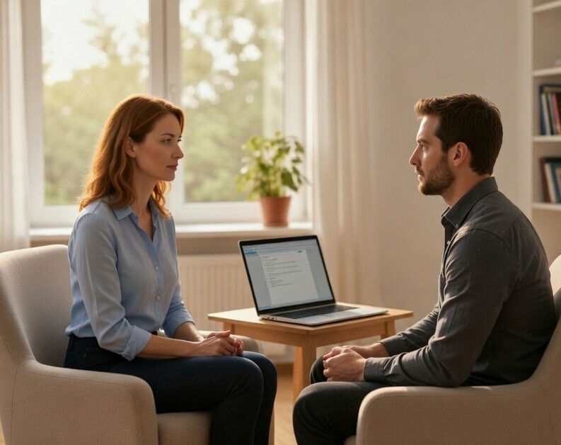 Therapist using Signal embedded video conferencing
